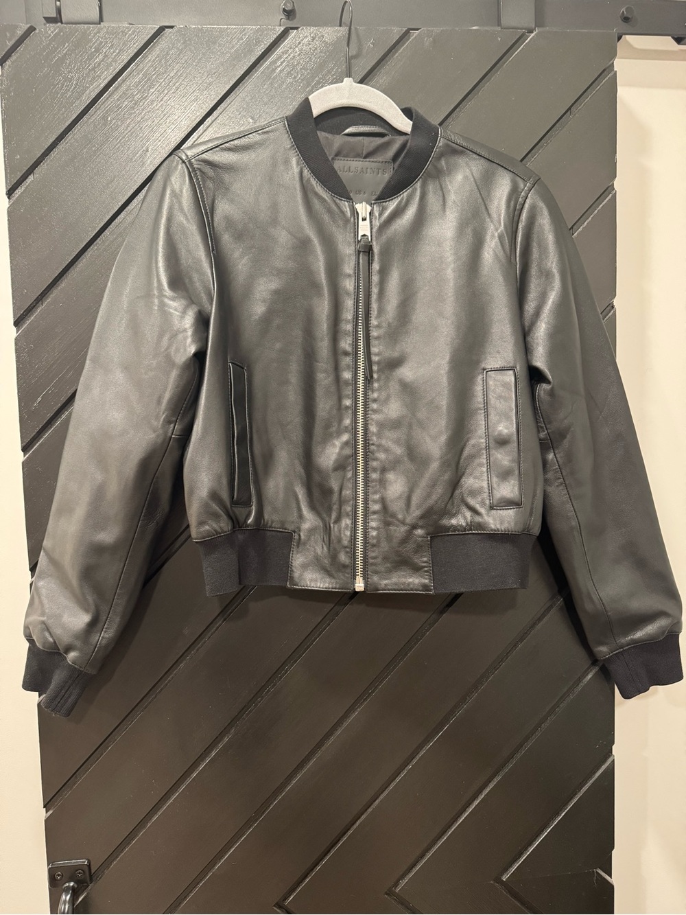 All Saints Leather Orten Bomber Jacket